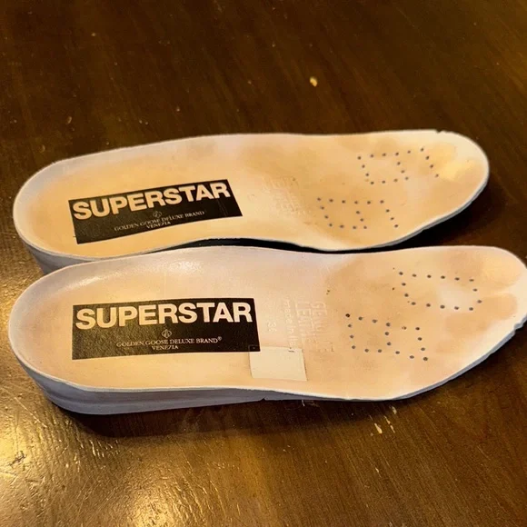 Golden Goose Navy Suede 36 EUC Blue Suede Sneakers with Silver Star White trim - Picture 5 of 9